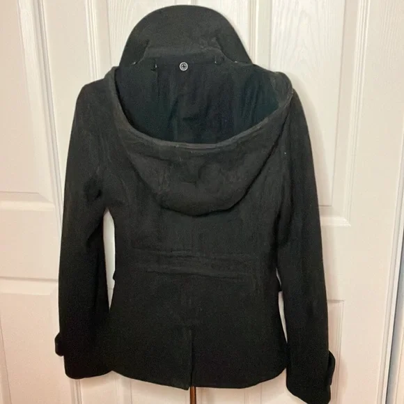 Women’s American Eagle Outfitters black Pea coat with detachable hood. Size S/P - Picture 2 of 6